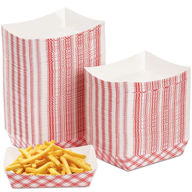 Fasmov 200 Pack 2 lb Capacity Disposable Paper Food Tray, Grease Resistant, Coated Paperboard Basket for Fries, Hot Corn Dogs, Popcorn or Snacks - Image 1